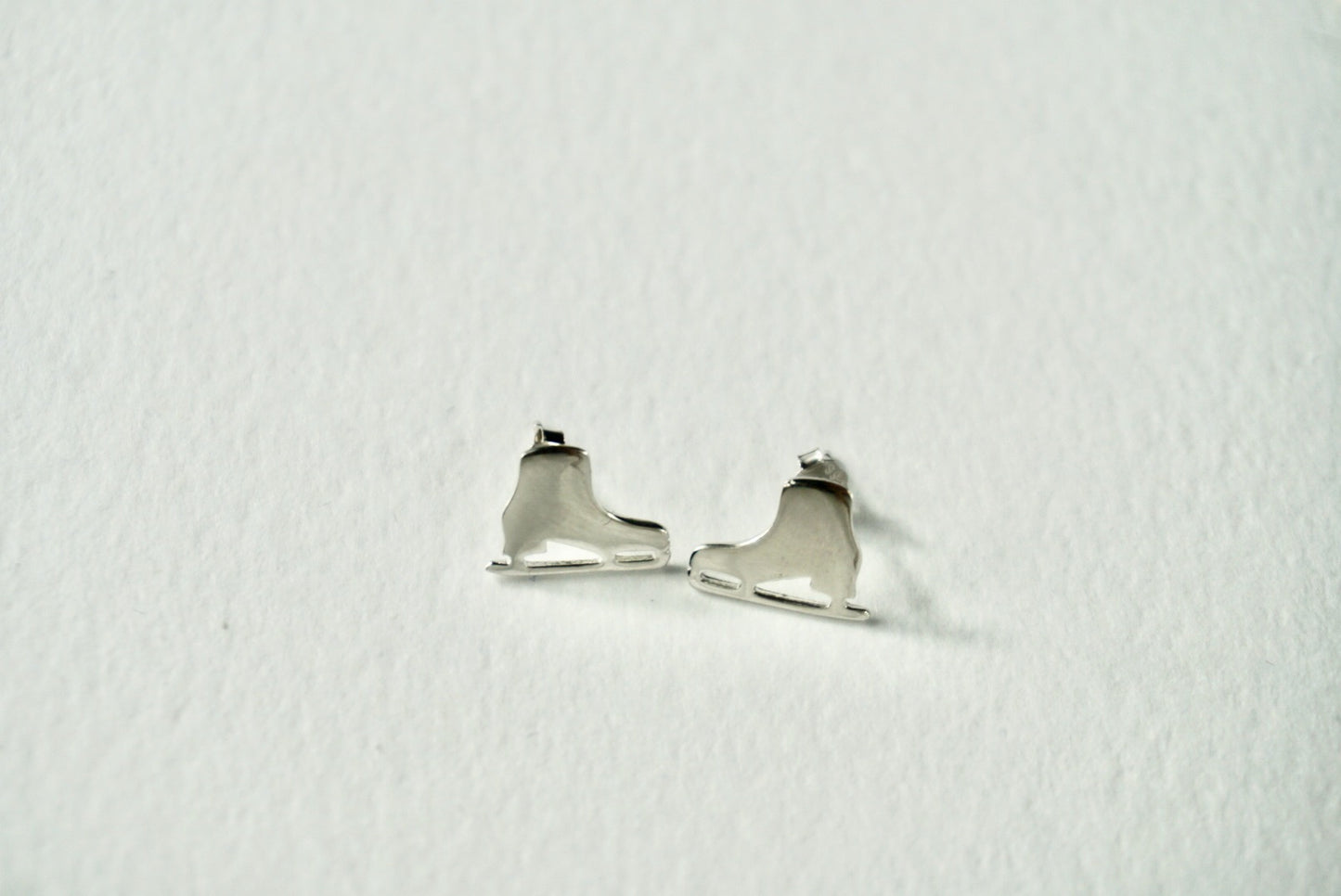 Ice Skate Silver 925 Stud Earrings