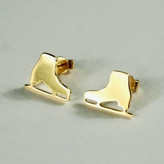 Ice Skate 14k Solid Gold Stud Earrings