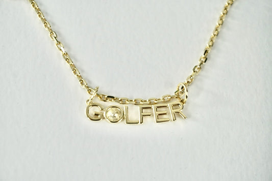 Golfer Charm And Chain Gold Plated In 925 Silver