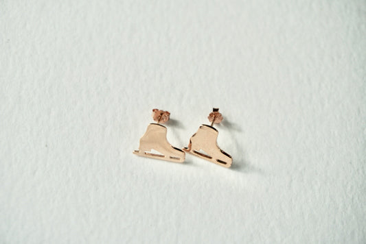 Ice Skate Silver 925 Stud Earrings In Rose Gold