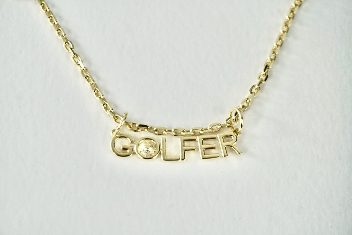 Golfer Charm And Chain Gold Plated In 925 Silver - Jewelry Takeover