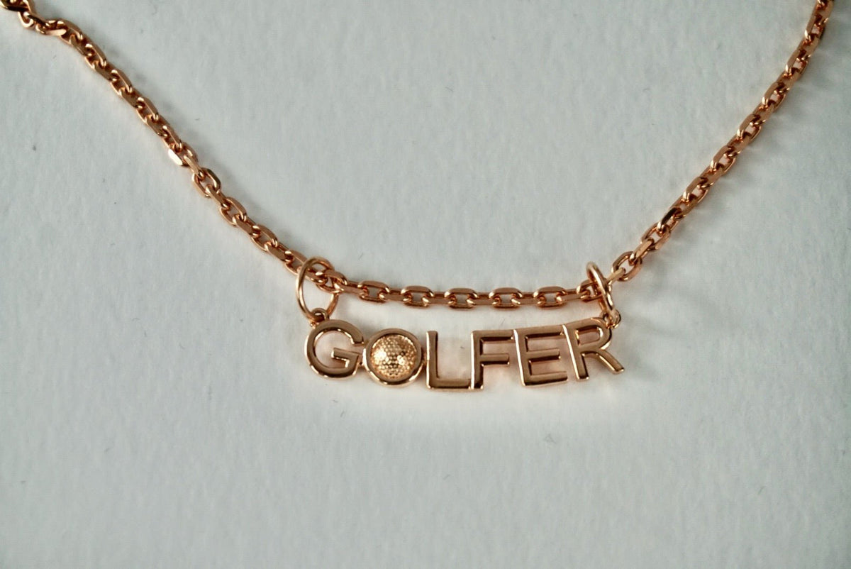 Golfer Charm And Chain Gold Plated In 925 Silver - Jewelry Takeover
