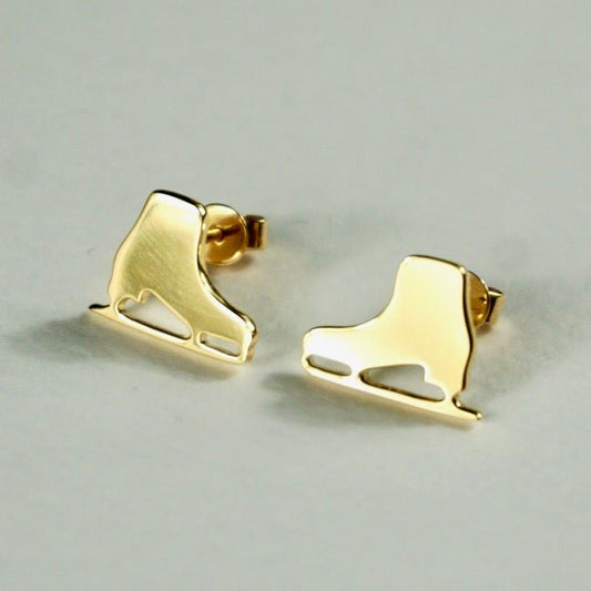 Ice Skate 14k Solid Gold Stud Earrings - Jewelry Takeover