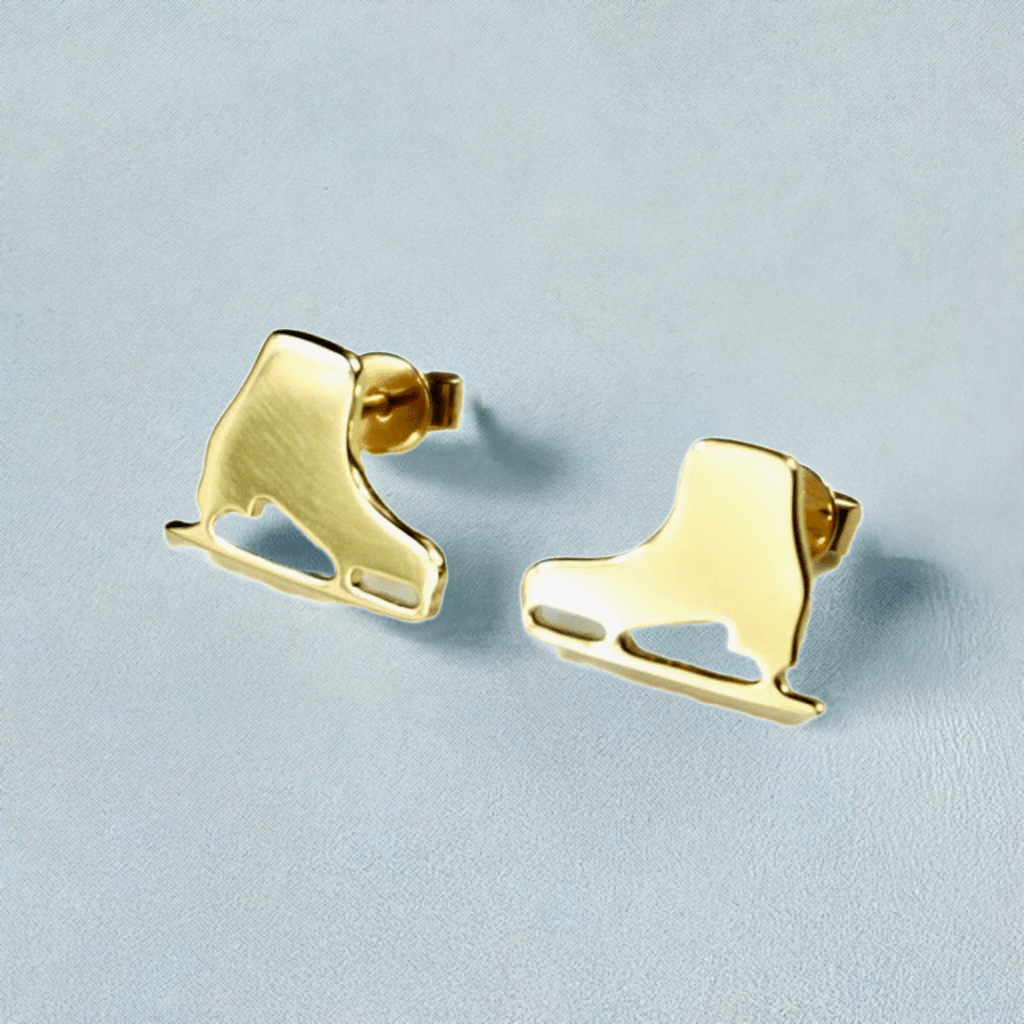 Ice Skate 14k Solid Gold Stud Earrings - Jewelry Takeover