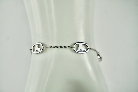 Ice Skate Oval Rink Link Bracelet 7.5 inches in 925 Silver - Jewelry Takeover
