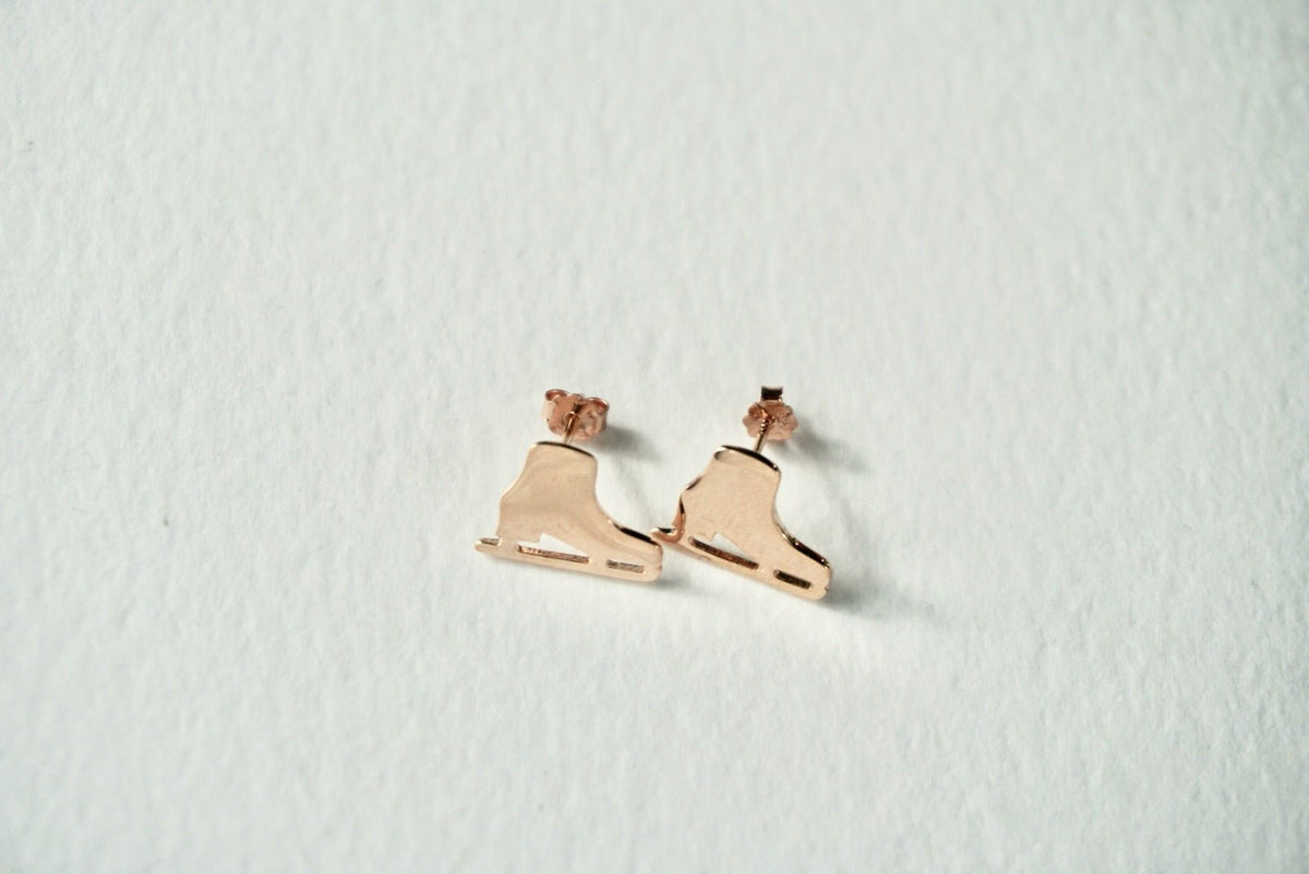 Ice Skate Silver 925 Stud Earrings In Rose Gold - Jewelry Takeover